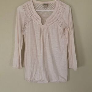 Cream Colored Crochet Yoke Women's Top